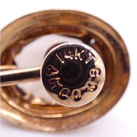 Vintage AMCO Jewels; 14K Overlay; Smoky Quartz Screw On Earrings; 0.5" - Picture 4 of 7